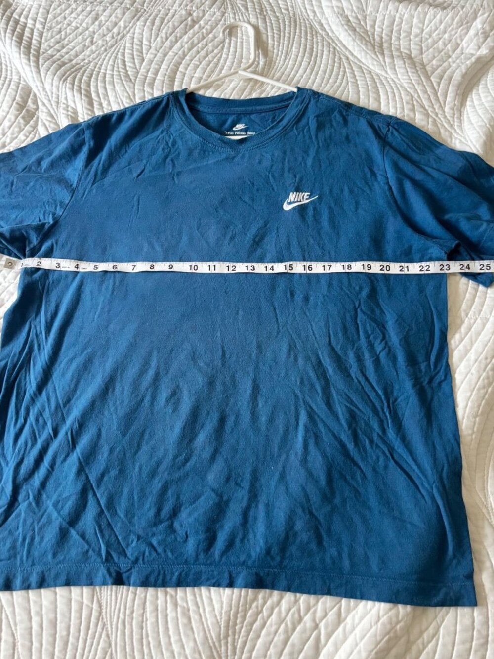 Nike Mens Blue Tee Shirt Large Embroidered Logo Cotton Casual Crewneck - Picture 4 of 5